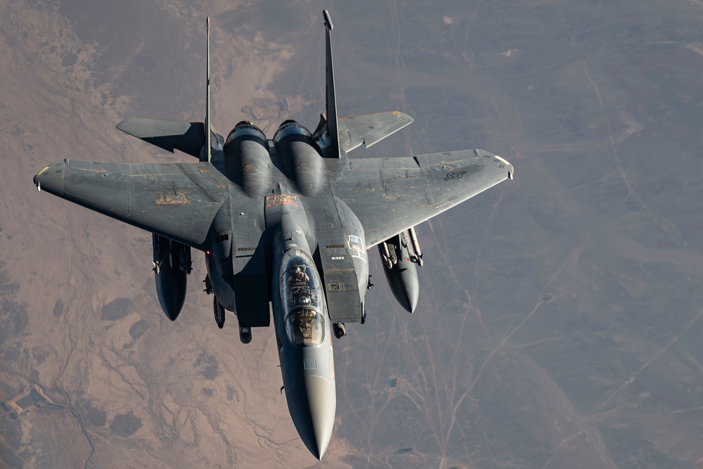 Strike Eagles patrol the skies over the USCENTCOM AOR