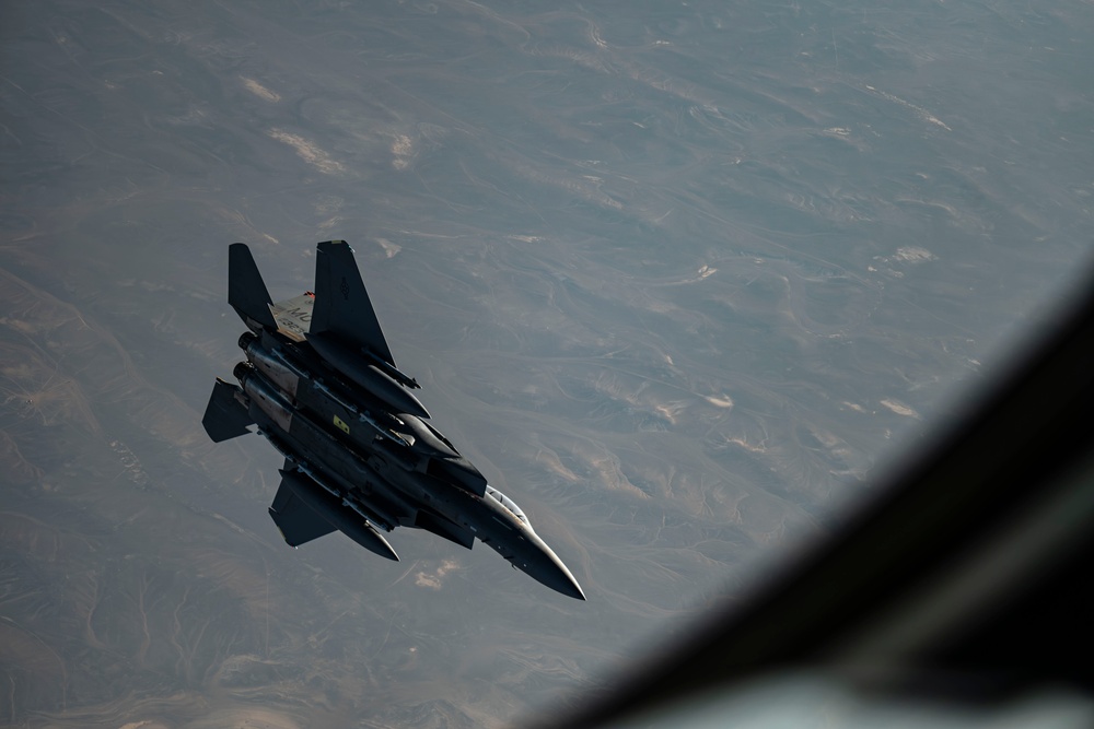 Strike Eagles patrol the skies over the USCENTCOM AOR