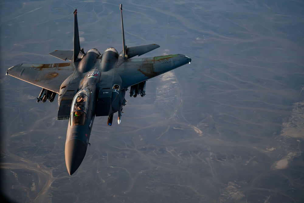 Strike Eagles patrol the skies over the USCENTCOM AOR