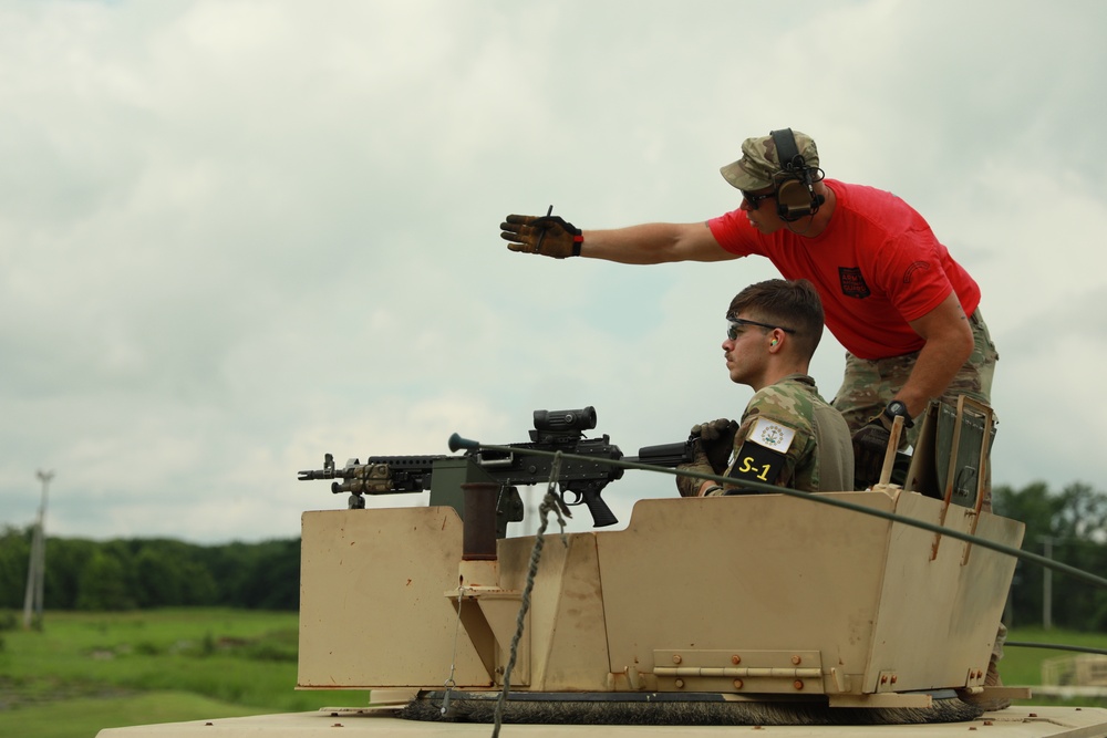 Spc. Adam Andrews conducts Mounted Gunnery