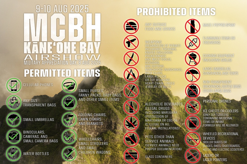 MCBH Air Show Permitted and Prohibited Items Graphic