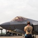 Cope Thunder 25-2: USAF crew chief marshals an F-35A Lightning II for departure