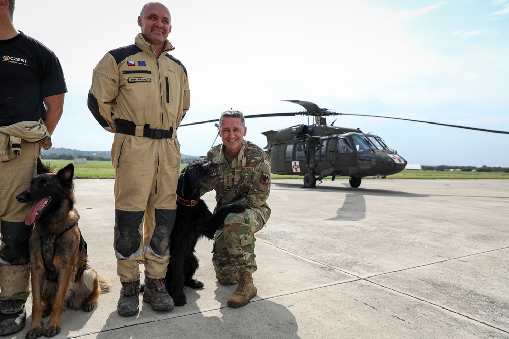Nordhaus, Raines, visit Guardsmen on duty supporting Texas flood response