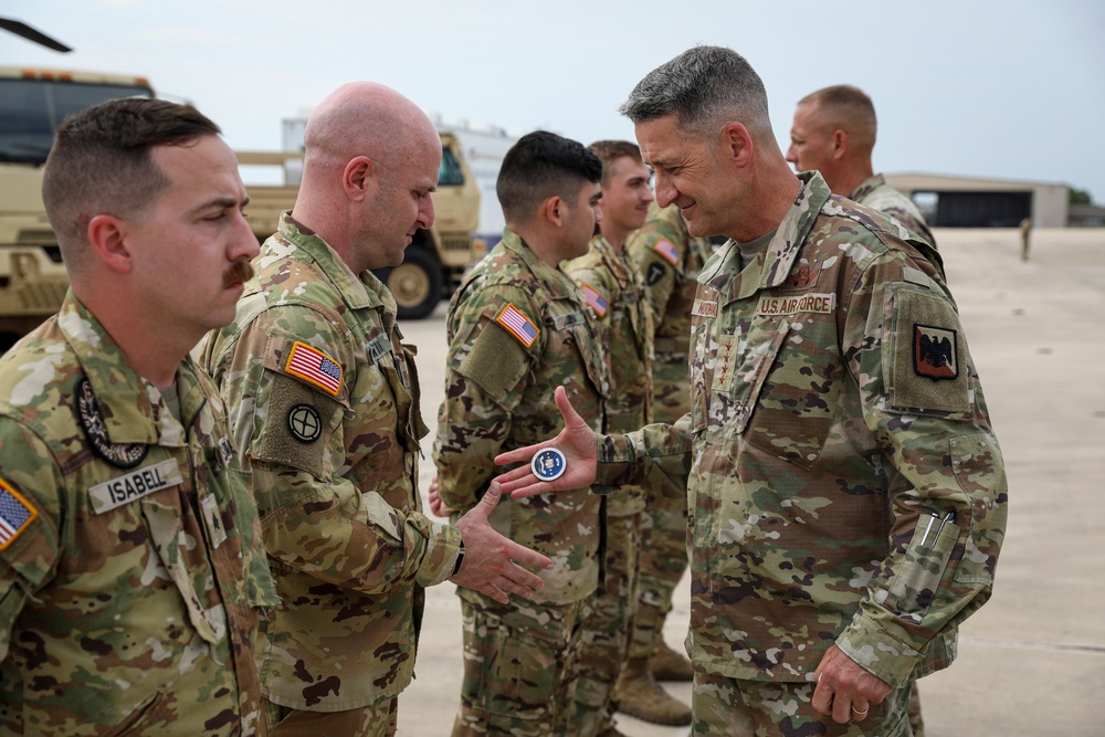 Nordhaus, Raines, visit Guardsmen on duty supporting Texas flood response