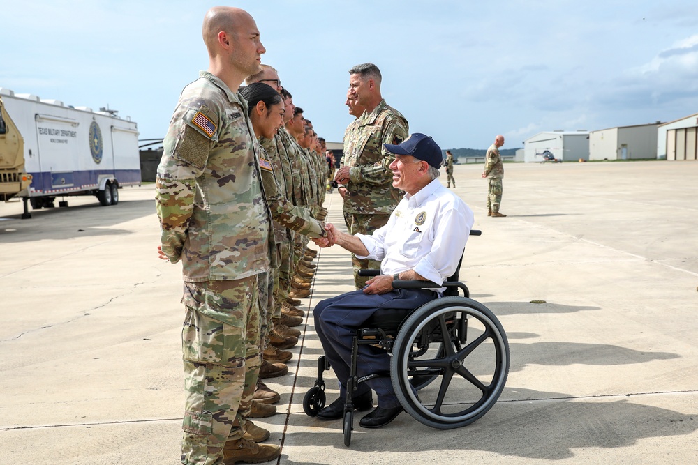 Nordhaus, Raines, visit Guardsmen on duty supporting Texas flood response