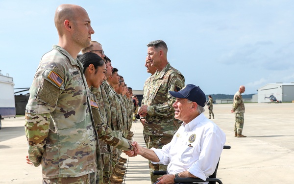 Nordhaus, Raines, visit Guardsmen on duty supporting Texas flood response