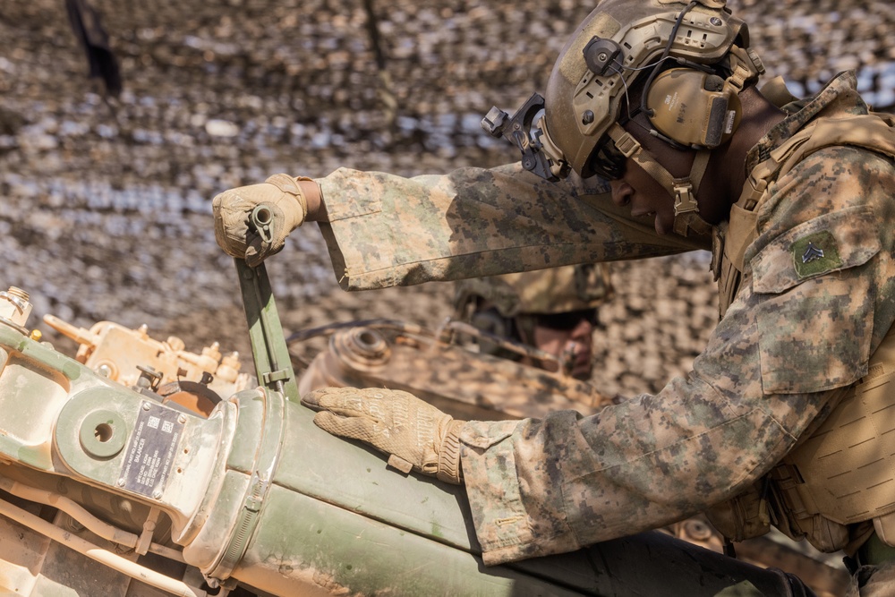 Talisman Sabre 25: 3rd Bn., 11th Marines, MRF-D 25.3, and 103 Battery, 8/12th Regiment conduct Bilateral Gunline Fire with M777 Howitzers