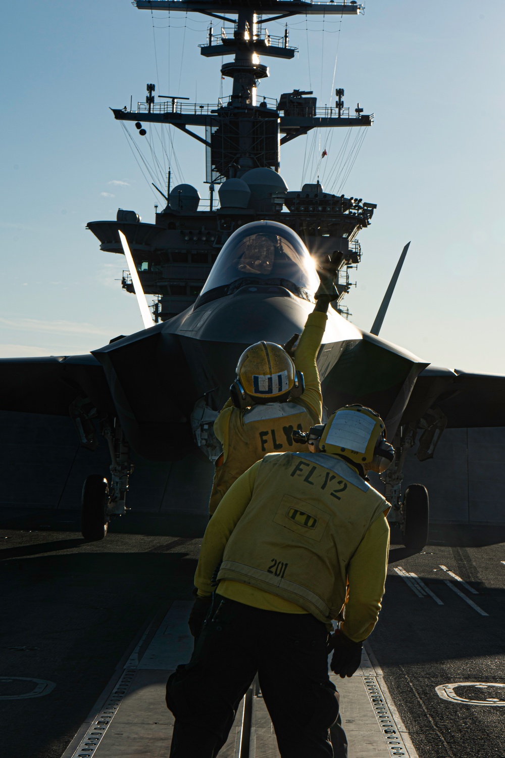 George Washington Conducts Flight Operations at Sunset