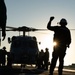George Washington Conducts Flight Operations at Sunset