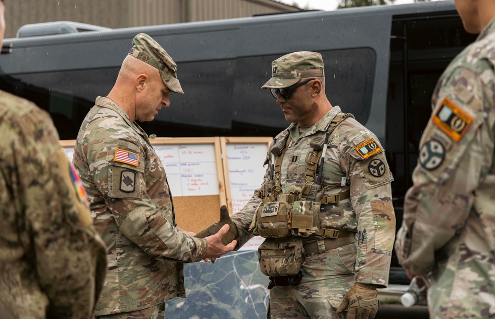 Army National Guard Director Honors Task Force Saber Troops Supporting JMTG-U Mission