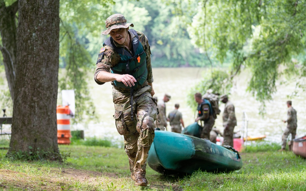Spc. Adam Andrews participates in the River Operations exercise-2025 National Best Warrior