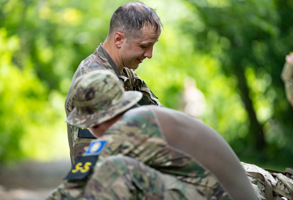 Sgt. Nicolas White and Spc. Alexander Thomson participate in the River Operations exercise-2025 National Best Warrior
