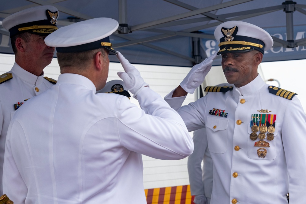 The U.S. Coast Guard Cutter Hamilton conducts change of command ceremony