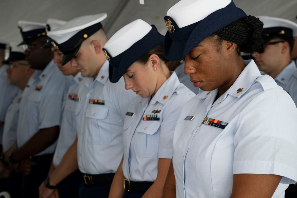 The U.S. Coast Guard Cutter Hamilton conducts change of command ceremony