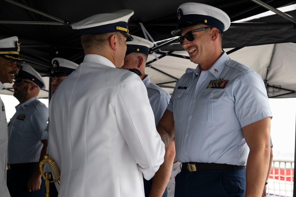 The U.S. Coast Guard Cutter Hamilton conducts change of command ceremony