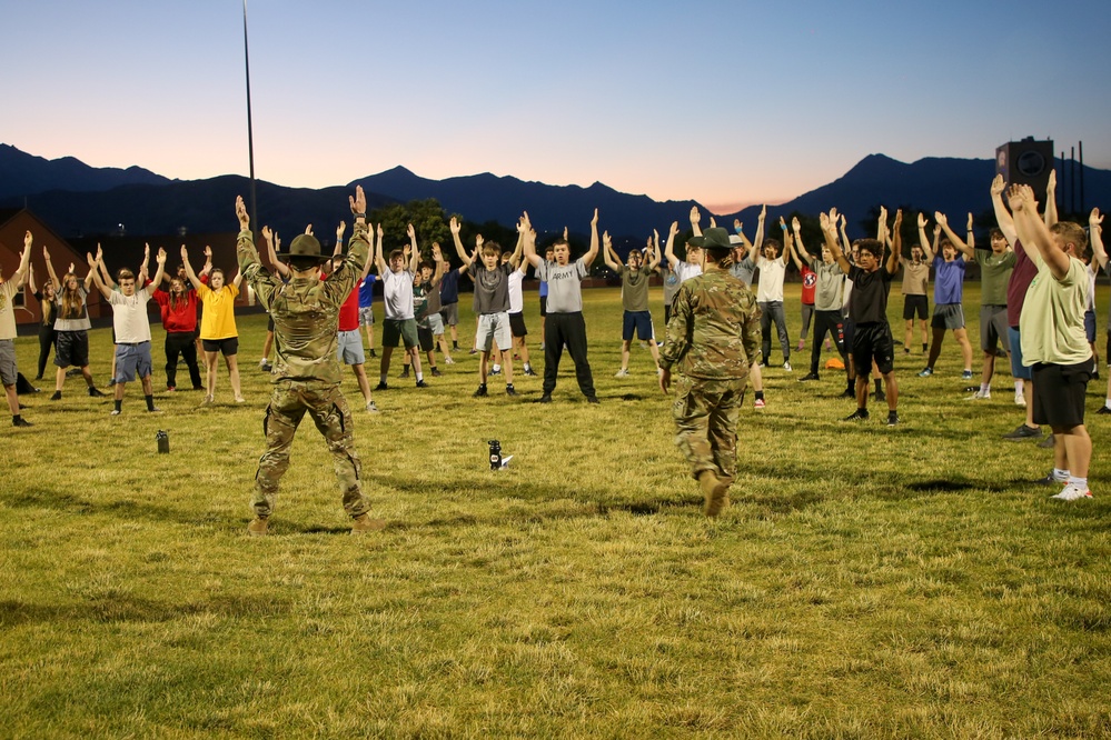 Freedom Academy delegates learn Army exercise drills