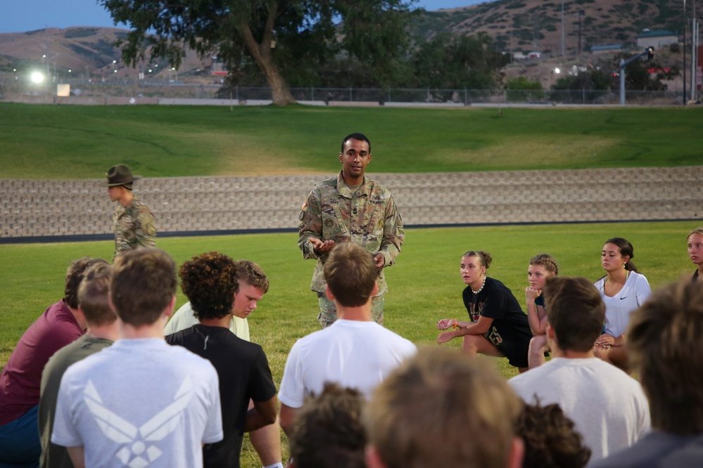Freedom Academy delegates learn Army exercise drills