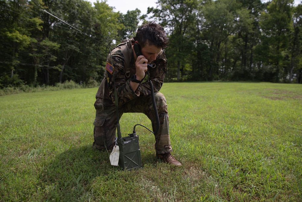 Spc. Canyon Blassingame calls for a resupply - 2025 National Best Warrior