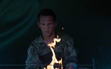 Sgt. Michael Fouts builds a fire - 2025 National Best Warrior