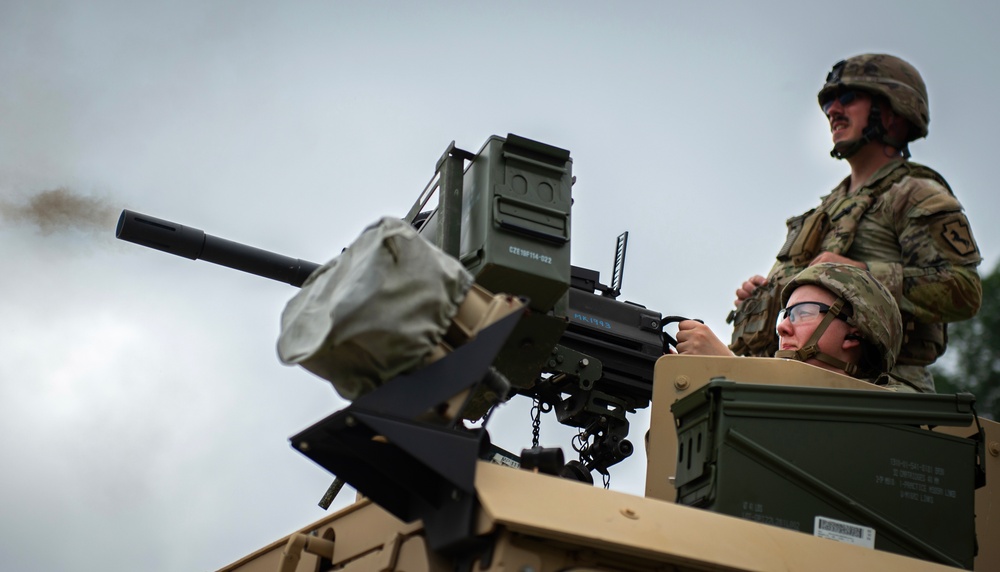 National Guard MPs fire Mark 19 grenade launchers National Guard MPs fire Mark 19 grenade launchers