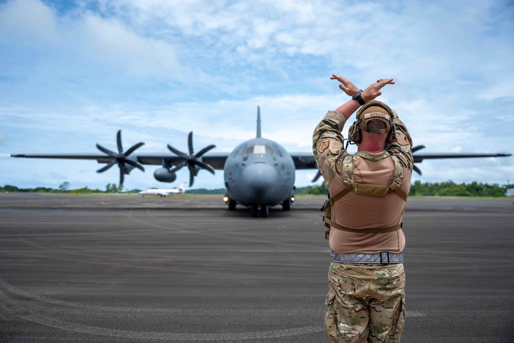 The 36th CRS receives personnel and supplies