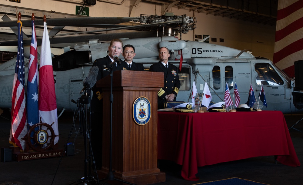 USS America (LHA 6) Hosts Trilateral Terms of Reference Signing in Brisbane