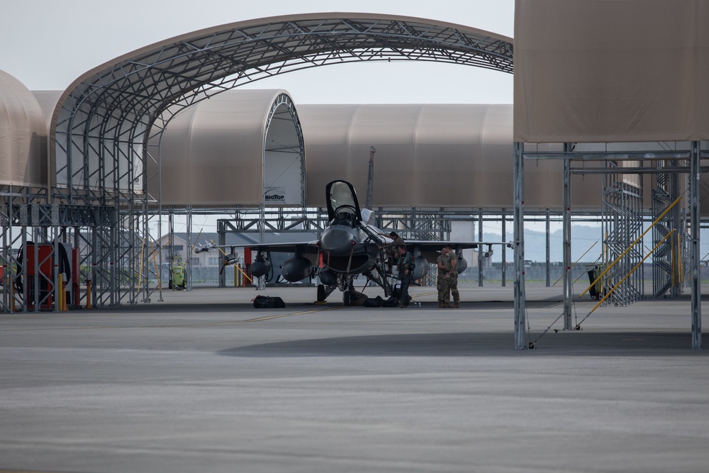 U.S. Air Force Airmen with 177th Fighter Wing land at MCAS Iwakuni for exercise Resolute Forces Pacific