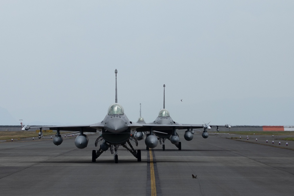 U.S. Air Force Airmen with 177th Fighter Wing land at MCAS Iwakuni for exercise Resolute Forces Pacific