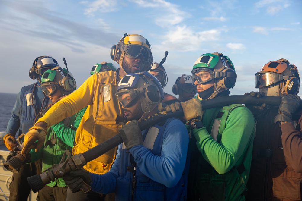 USS Gerald R. Ford (CVN 78) Conducts Flight Deck Firefighting Drills