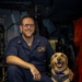 USS Gerald R. Ford (CVN 78) Expeditionary Facility Working Dog Greets Sailors