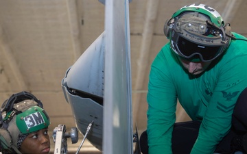 Strike Fighter Squadron 31 Sailors Conduct Maintenance