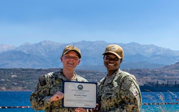 MA3 Jerrah Harcourt reenlists at NSA Souda Bay