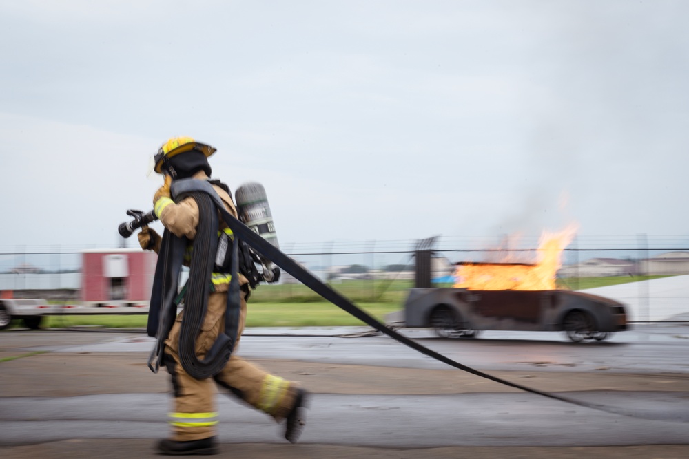 169th CES firefighters complete vehicle burn training