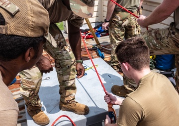 169th CES firefighters complete the high angle technical rescue at Yokota AB, Japan