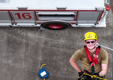 169th CES firefighters complete the high angle technical rescue at Yokota AB, Japan