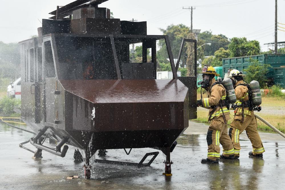 169th CES firefighters conduct aircraft rescure firefighting training in Japan