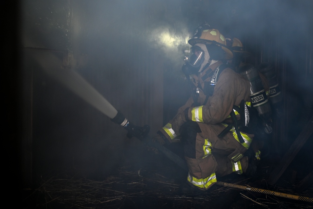 169th CES firefighters conduct structure fire training in Japan
