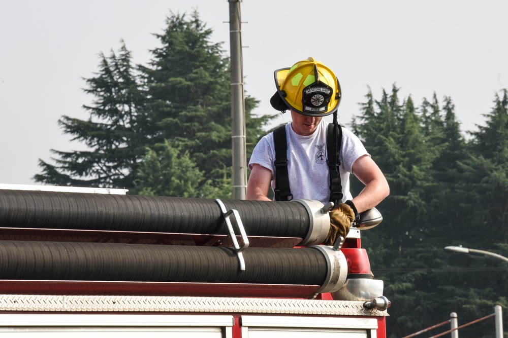 169th CES firefighters conduct structure fire training in Japan