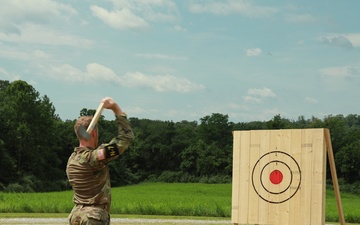 Sgt. Luke Cloward throws an axe - 2025 National Best Warrior