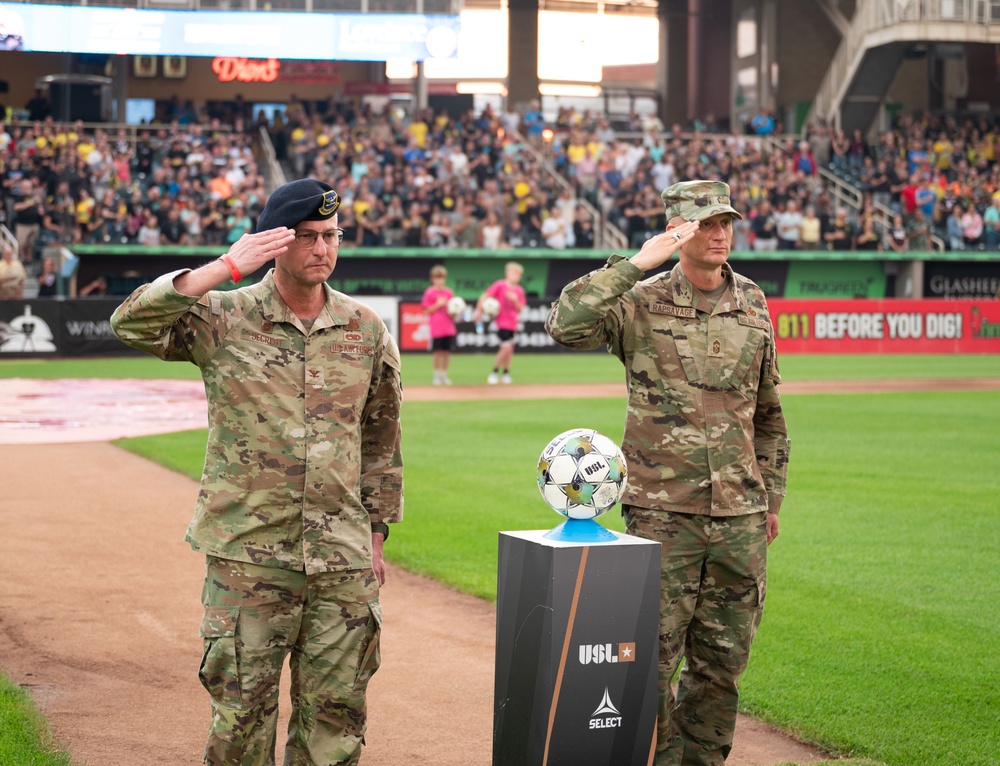 Kirtland Leadership Salute During National Anthem