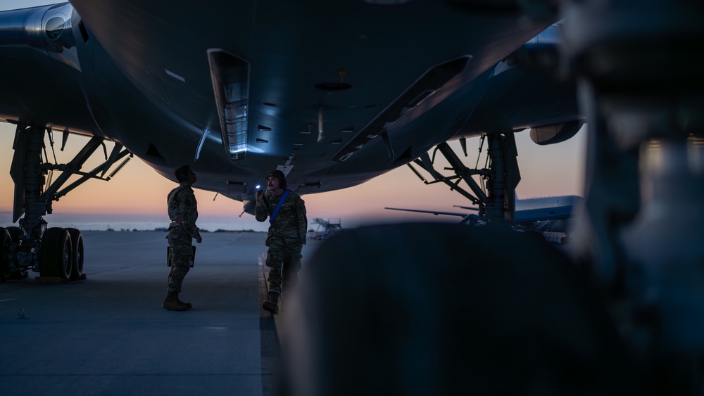 660th AMXS crew chiefs perform pre-flight inspection on KC-46A Pegasus