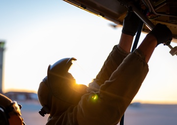 660th AMXS crew chiefs perform pre-flight inspection on KC-46A Pegasus