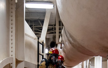 USS America (LHA 6) Conducts Main Space Fire Drill during Exercise Talisman Sabre