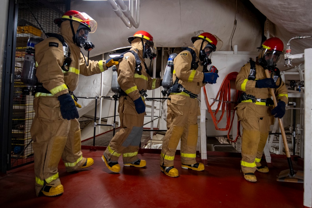 USS America (LHA 6) Conducts Main Space Fire Drill during Exercise Talisman Sabre