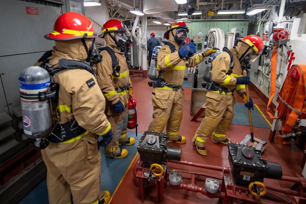USS America (LHA 6) Conducts Main Space Fire Drill during Exercise Talisman Sabre