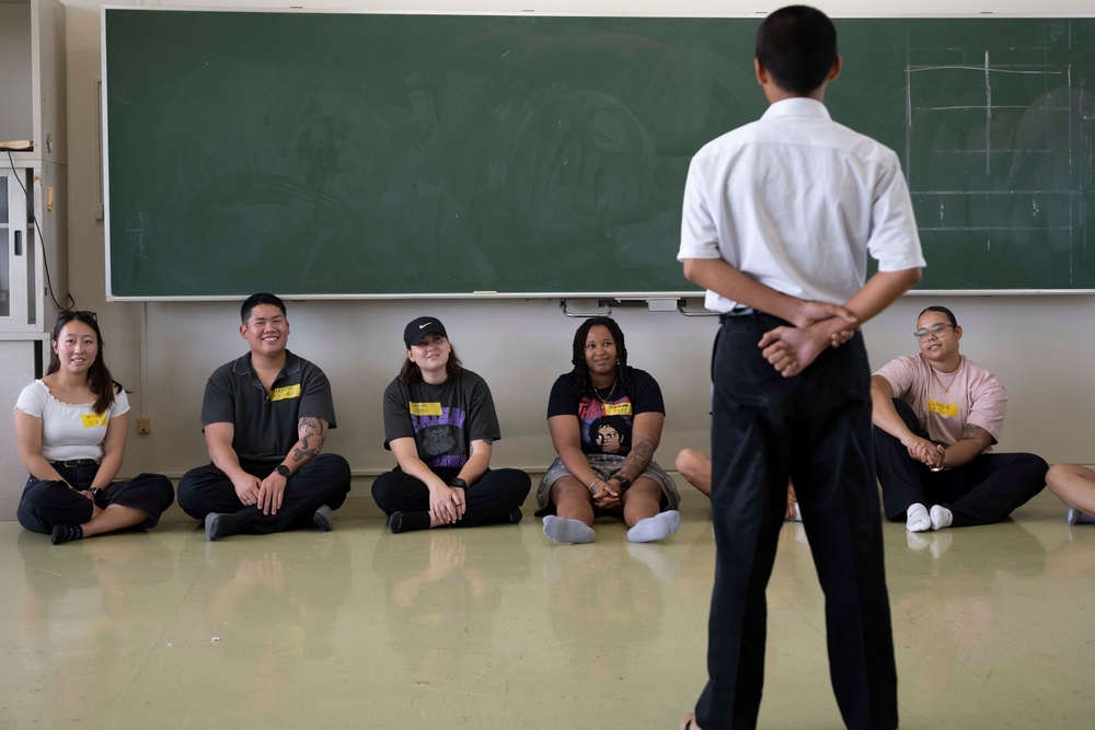 Sailors share in language exchange with Okinawan school children