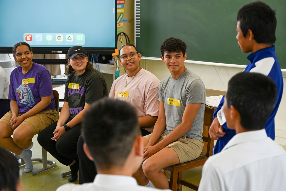 Sailors share in language exchange with Okinawan school children
