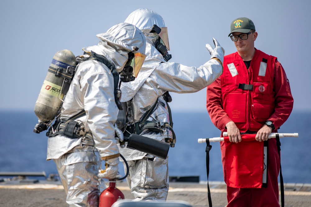 USS Preble Conducts Aviation Training Team Drill