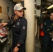 Sailors aboard the USS John Finn conduct an engineering team training drill in the Indian Ocean