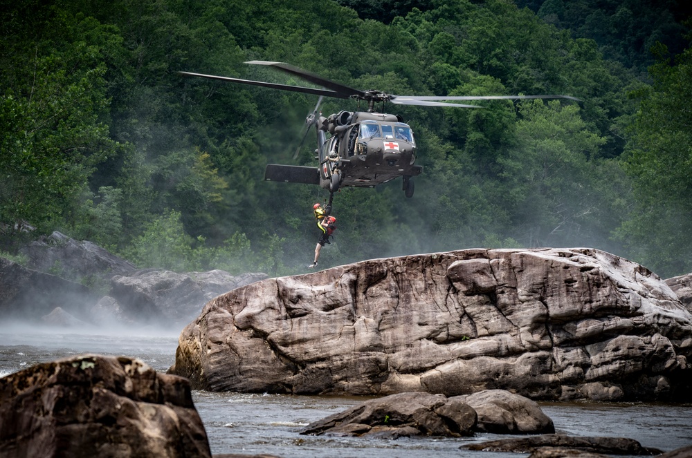 W.Va. Guard Unit Practices Aerial Swift Water Rescues